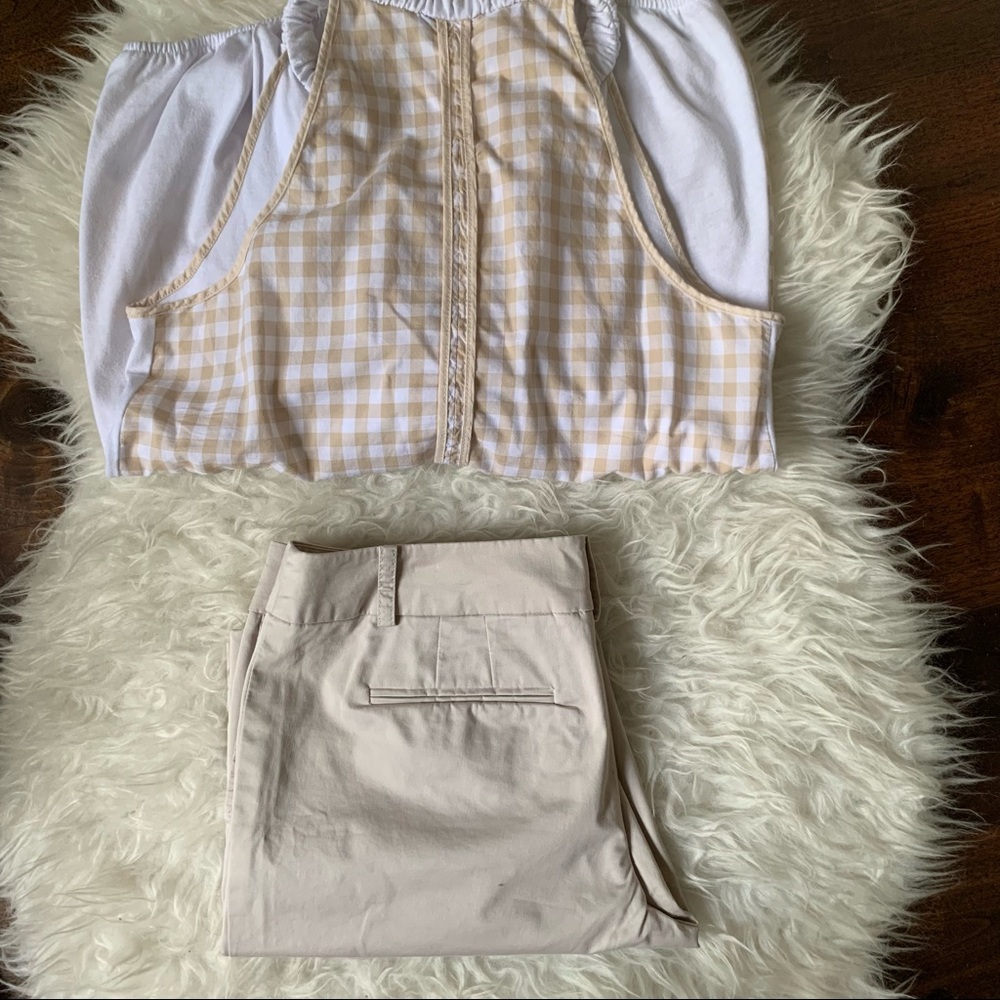 LOFT khaki bermuda shorts sateen cotton light tan - Picture 4 of 16
